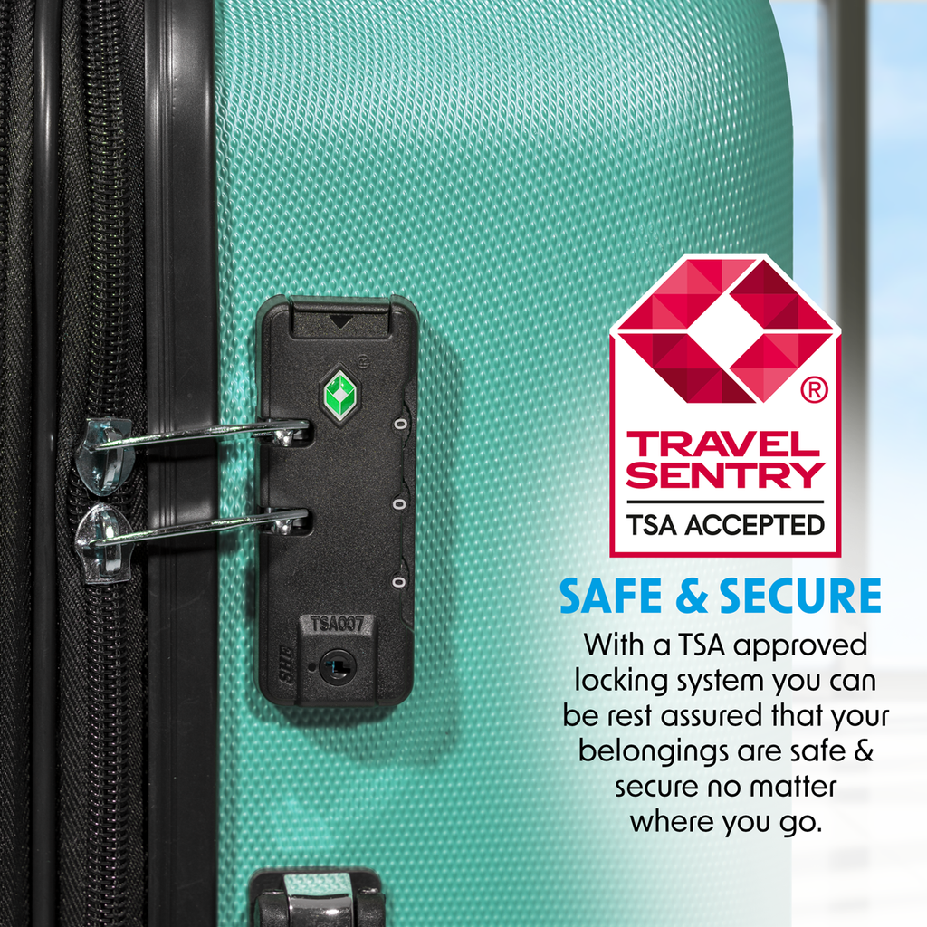 Dellonda Lightweight ABS Luggage Set with TSA Lock, 3-Piece, Teal (DL126)