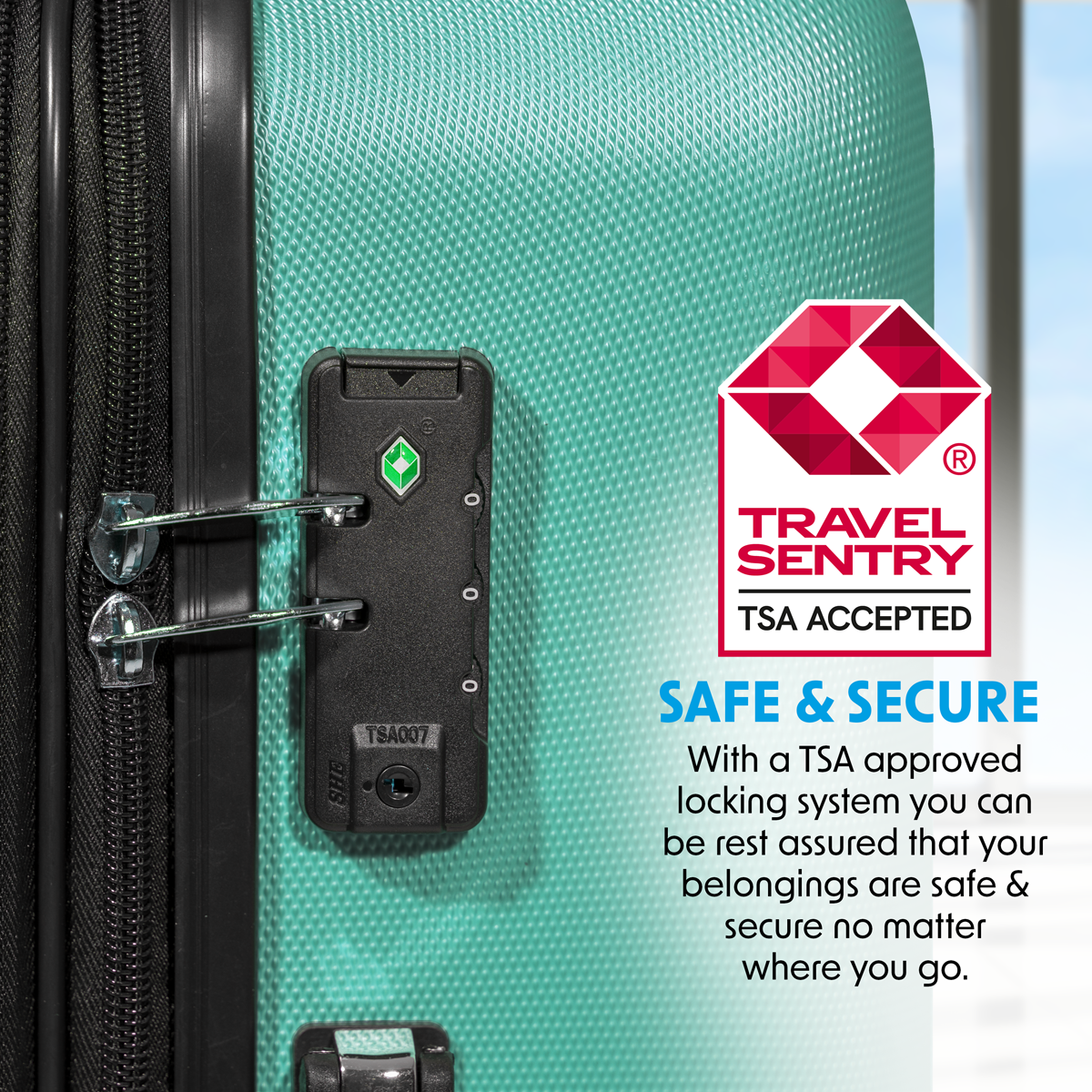 Dellonda Lightweight ABS Luggage Set with TSA Lock, 3-Piece, Teal (DL126)
