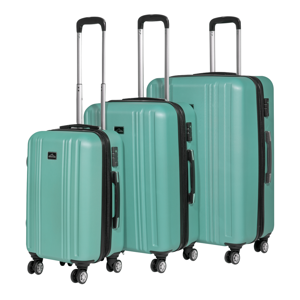 Dellonda Lightweight ABS Luggage Set with TSA Lock, 3-Piece, Teal (DL126)