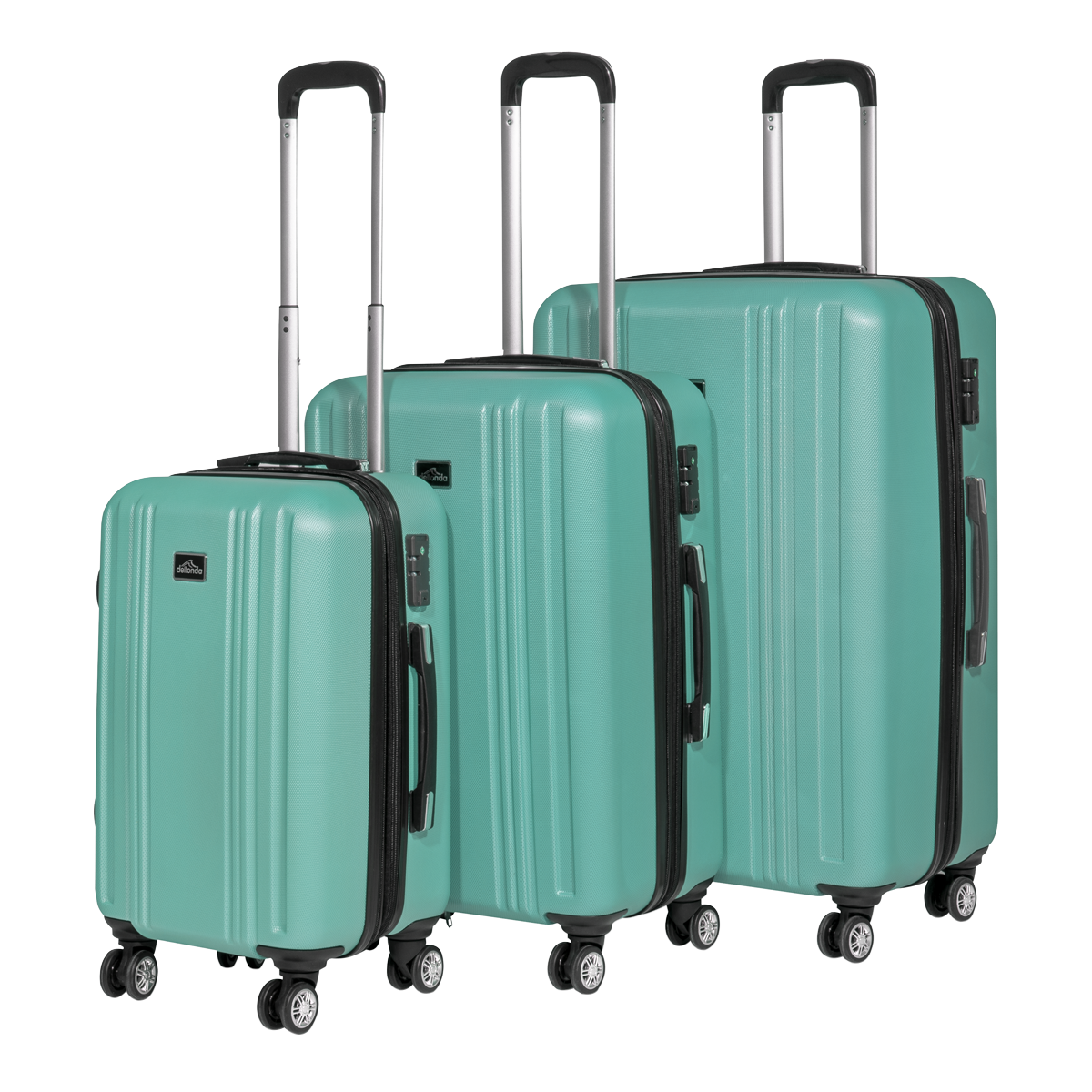 Dellonda Lightweight ABS Luggage Set with TSA Lock, 3-Piece, Teal (DL126)