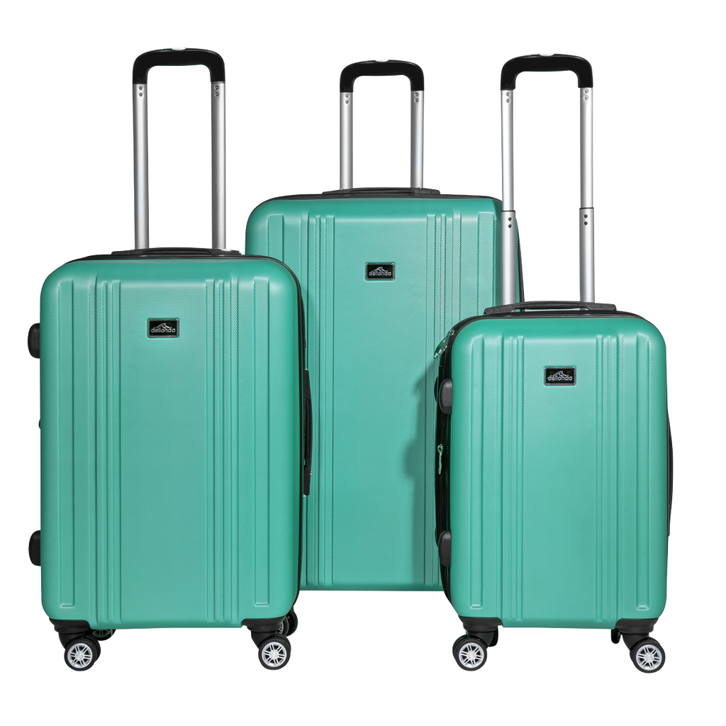 Dellonda Lightweight ABS Luggage Set with TSA Lock, 3-Piece, Teal (DL126)