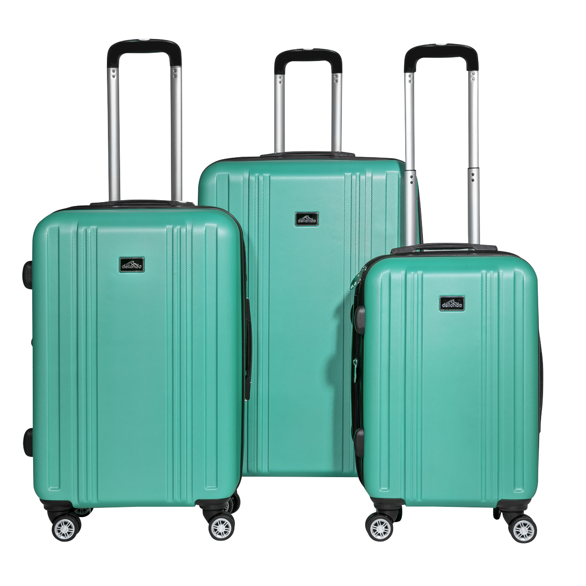 Dellonda Lightweight ABS Luggage Set with TSA Lock, 3-Piece, Teal (DL126)