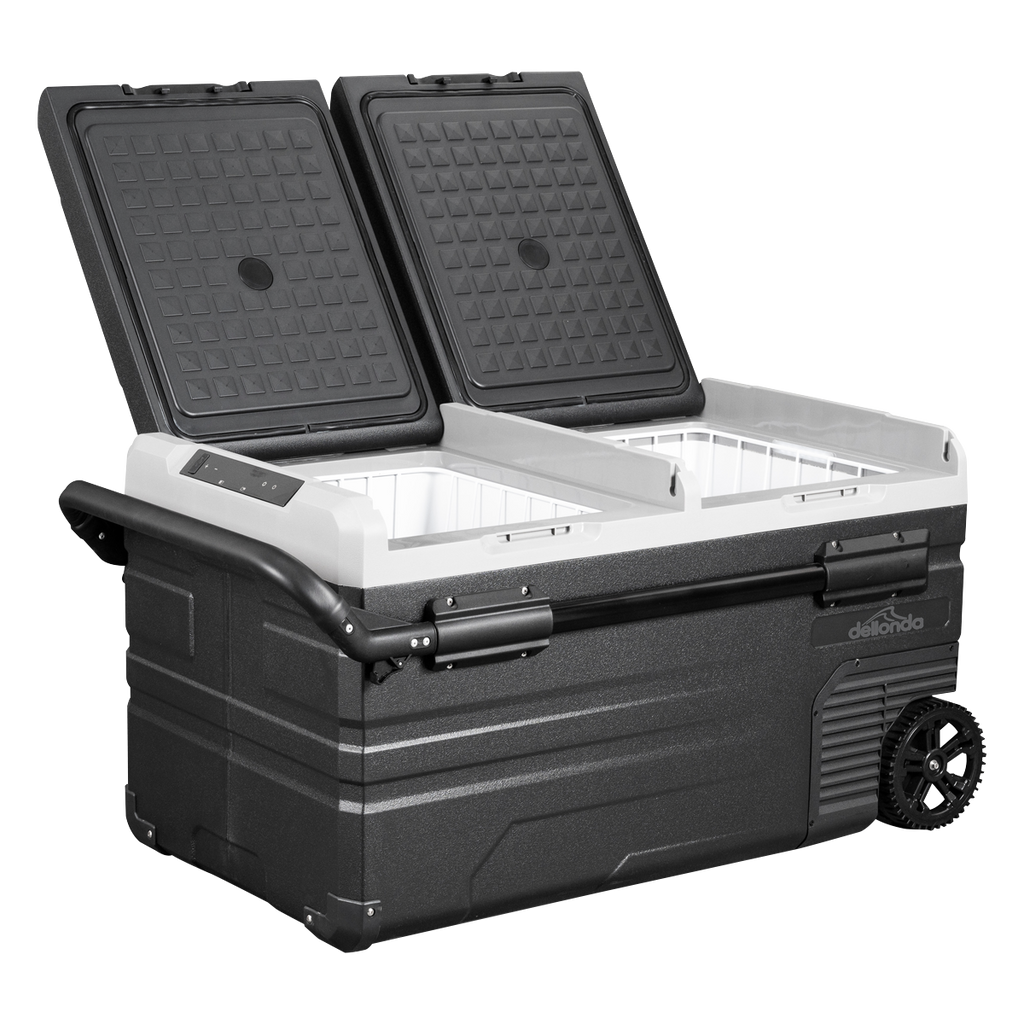 Dellonda DG127 Dual Zone Portable Fridge, Freezer & Cool Box with LED Display, 75 Litre Capacity, 12/24V