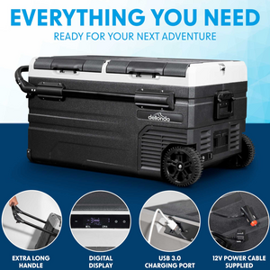 Dellonda DG127 Dual Zone Portable Fridge, Freezer & Cool Box with LED Display, 75 Litre Capacity, 12/24V