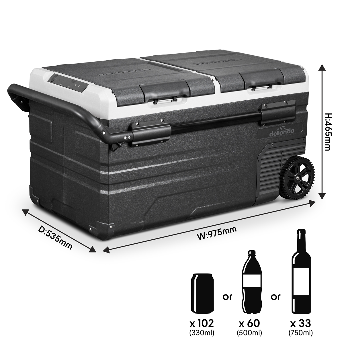 Dellonda Portable Fridge Freezer/Cool Box with LED Display 75L