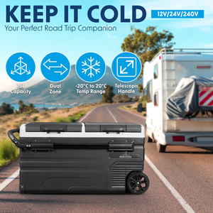 Dellonda DG127 Dual Zone Portable Fridge, Freezer & Cool Box with LED Display, 75 Litre Capacity, 12/24V