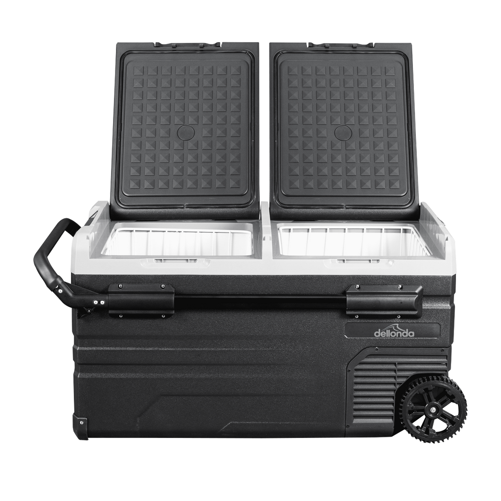 Dellonda DG127 Dual Zone Portable Fridge, Freezer & Cool Box with LED Display, 75 Litre Capacity, 12/24V