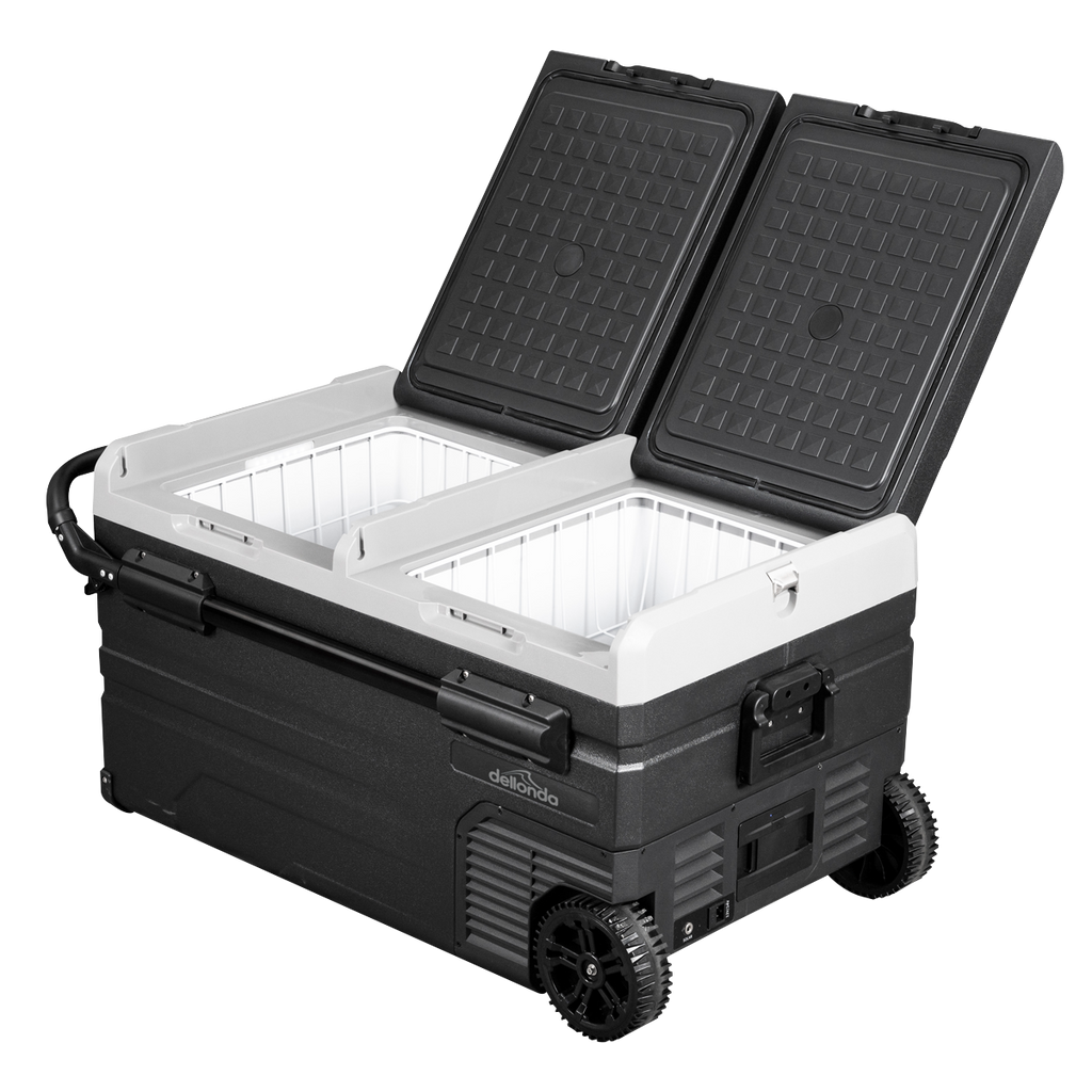 Dellonda DG127 Dual Zone Portable Fridge, Freezer & Cool Box with LED Display, 75 Litre Capacity, 12/24V