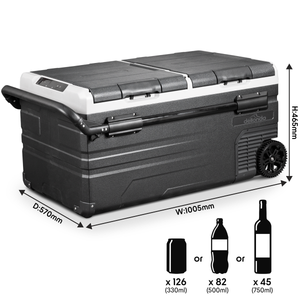 Dellonda DL128 Dual Zone Portable Fridge Freezer & Cool Box with LED Display, 95 Litre Capacity, 12/24V