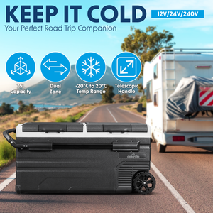 Dellonda DL128 Dual Zone Portable Fridge Freezer & Cool Box with LED Display, 95 Litre Capacity, 12/24V