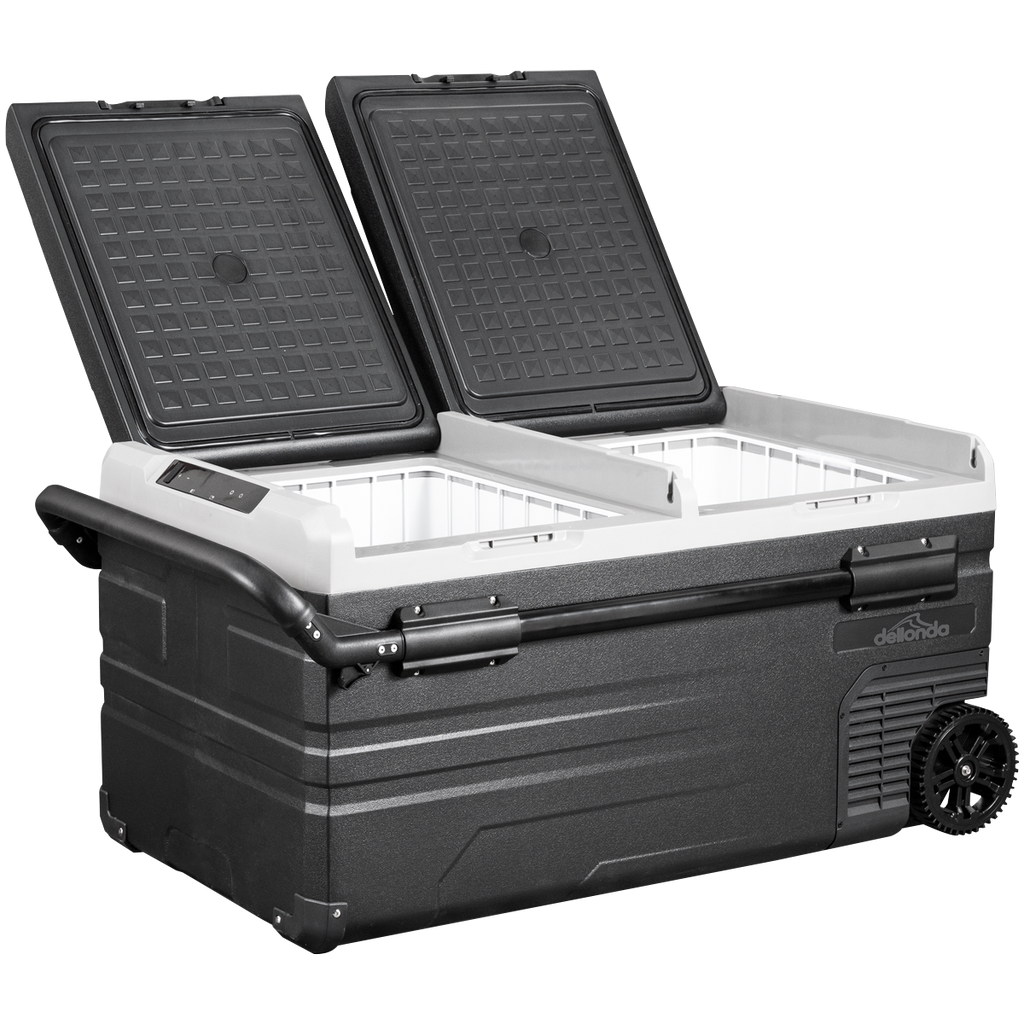 Dellonda DL128 Dual Zone Portable Fridge Freezer & Cool Box with LED Display, 95 Litre Capacity, 12/24V