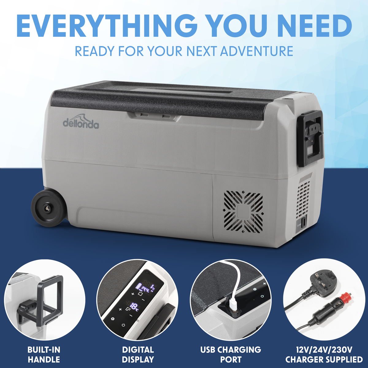 Dellonda Portable Fridge Freezer/Cool Box with AC/DC Adaptor, 36L (DL131)