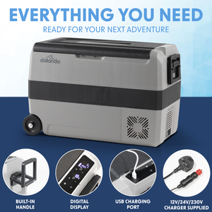 Dellonda Portable Fridge Freezer/Cool Box with LED Display & AC/DC 230V Adaptor 50L