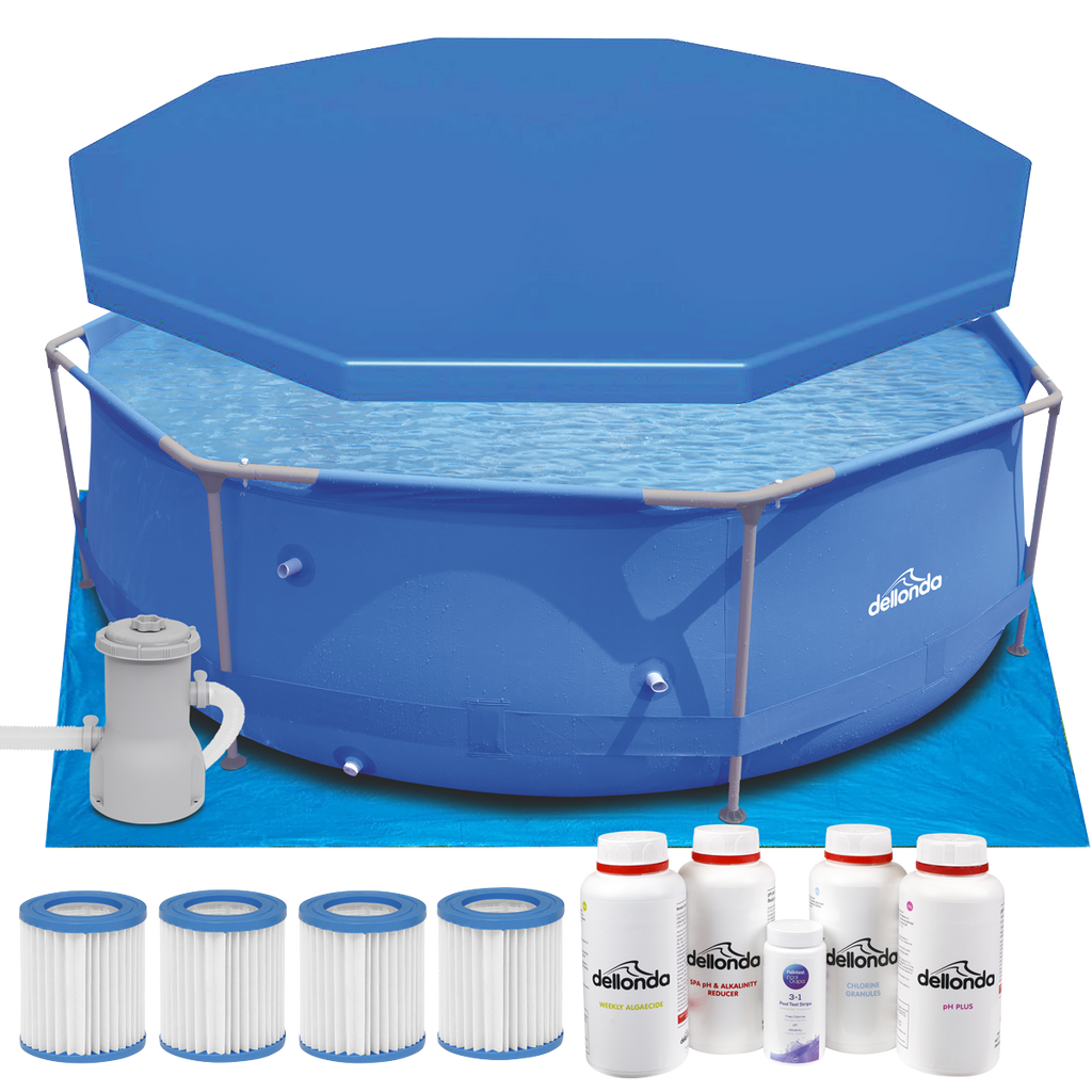 Dellonda Steel Frame Swimming Pool Starter Kit 10ft, Blue (DL137)