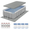 Dellonda Deluxe Steel Frame Swimming Pool Starter Kit 13ft, Grey (DL139)