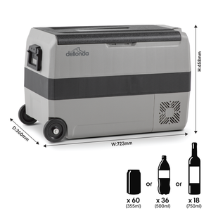 Dellonda DL14 Dual Zone Portable Fridge, Freezer & Cool Box with LED Display, 50 Litre Capacity, 12/24V