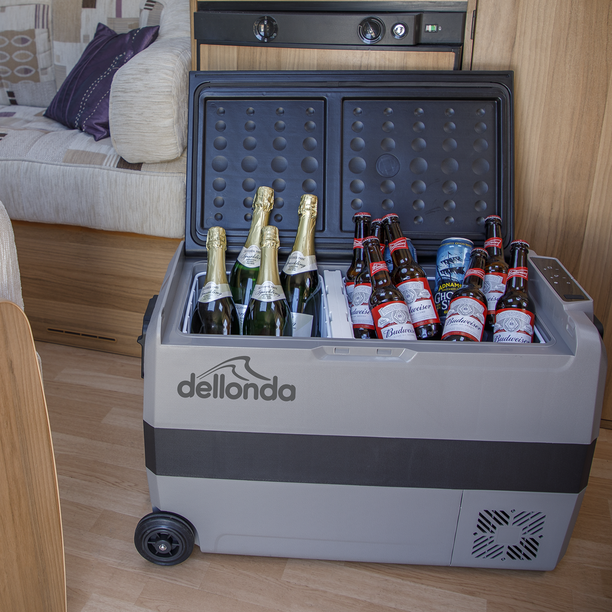 Dellonda DL14 Dual Zone Portable Fridge, Freezer & Cool Box with LED Display, 50 Litre Capacity, 12/24V