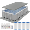 Dellonda Deluxe Steel Frame Swimming Pool Starter Kit 18ft, Grey (DL140)