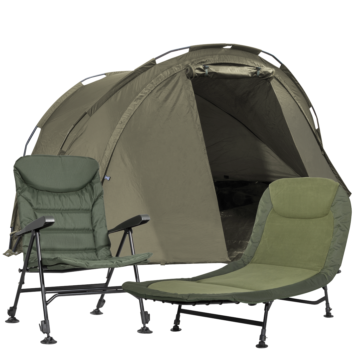Dellonda Two-Person Bivvy Tent, Reclining Chair & Bedchair Set