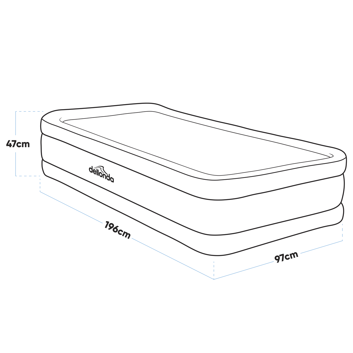 Dellonda Single High-Raised Air Bed with Removable Electric Pump (DL144)