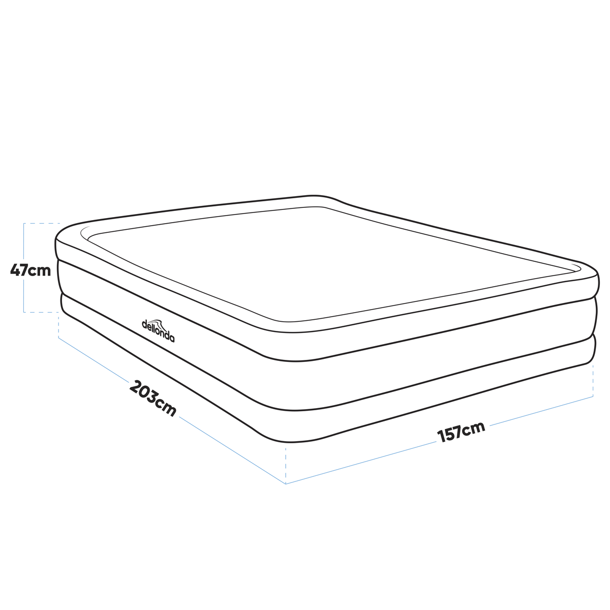 Dellonda Queen High-Raised Air Bed with Removable Electric Pump (DL145)