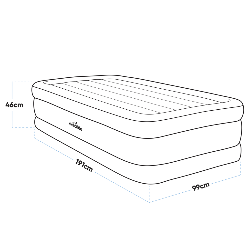 Dellonda Single High-Raised Air Bed with Built-in Electric Pump (DL146)