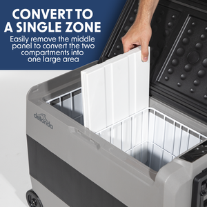 Dellonda DL15 Dual Zone Portable Fridge Freezer & Cool Box with LED Display, 60 Litre Capacity, 12/24V