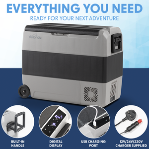Dellonda DL15 Dual Zone Portable Fridge Freezer & Cool Box with LED Display, 60 Litre Capacity, 12/24V