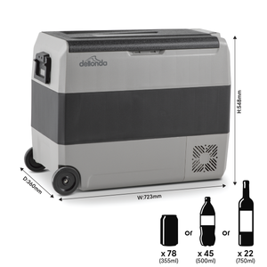 Dellonda DL15 Dual Zone Portable Fridge Freezer & Cool Box with LED Display, 60 Litre Capacity, 12/24V