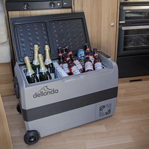 Dellonda DL15 Dual Zone Portable Fridge Freezer & Cool Box with LED Display, 60 Litre Capacity, 12/24V