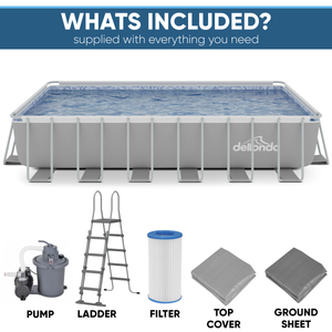 Dellonda DL151 Deluxe 25ft Steel Frame Swimming Pool with Step Ladder & Filter Pump