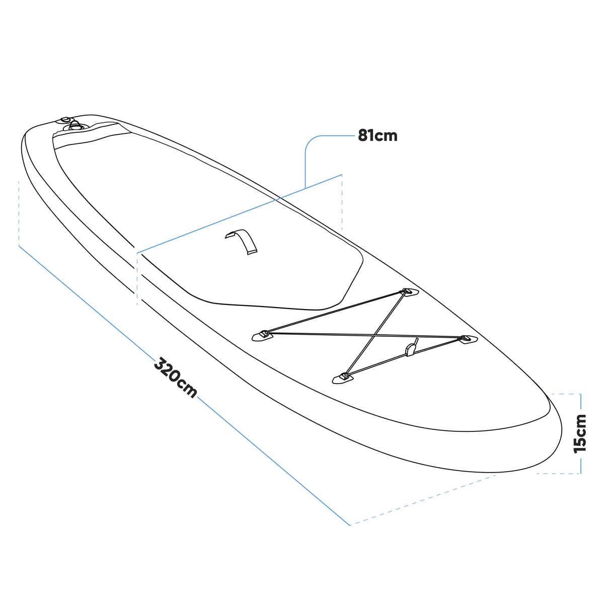 Dellonda Inflatable Stand-Up Paddle Board 10'6", Light Blue (DL152)