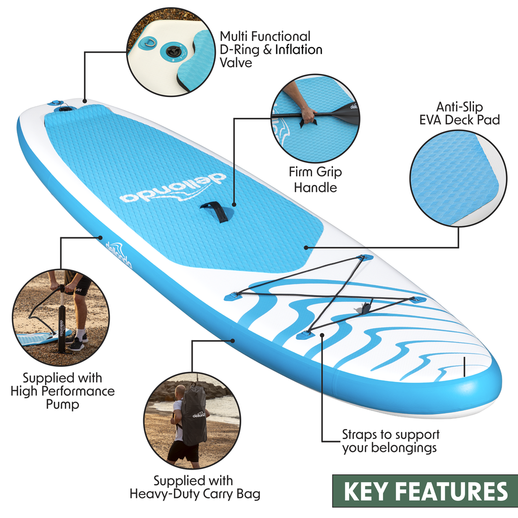 Dellonda Inflatable Stand-Up Paddle Board 10'6", Light Blue (DL152)
