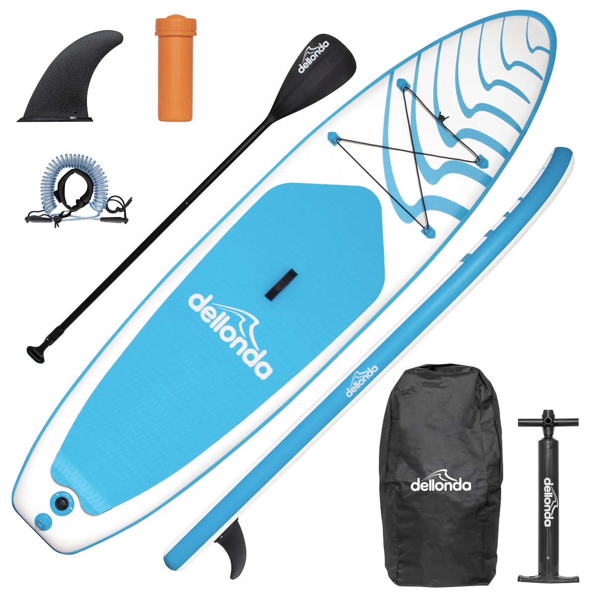 Dellonda Inflatable Stand-Up Paddle Board 10'6", Light Blue (DL152)