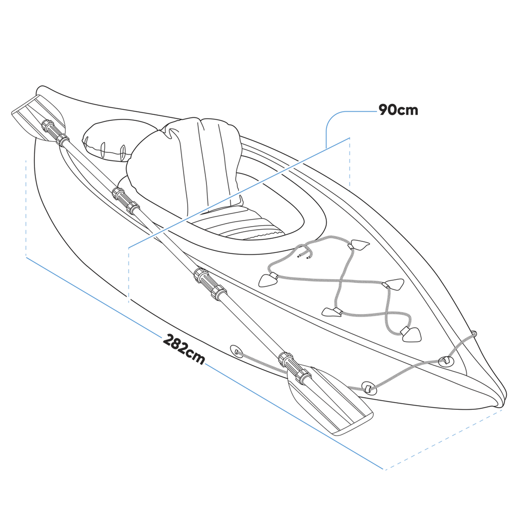 Dellonda Inflatable One-Person Kayak/Canoe Set, Blue/Green (DL154)