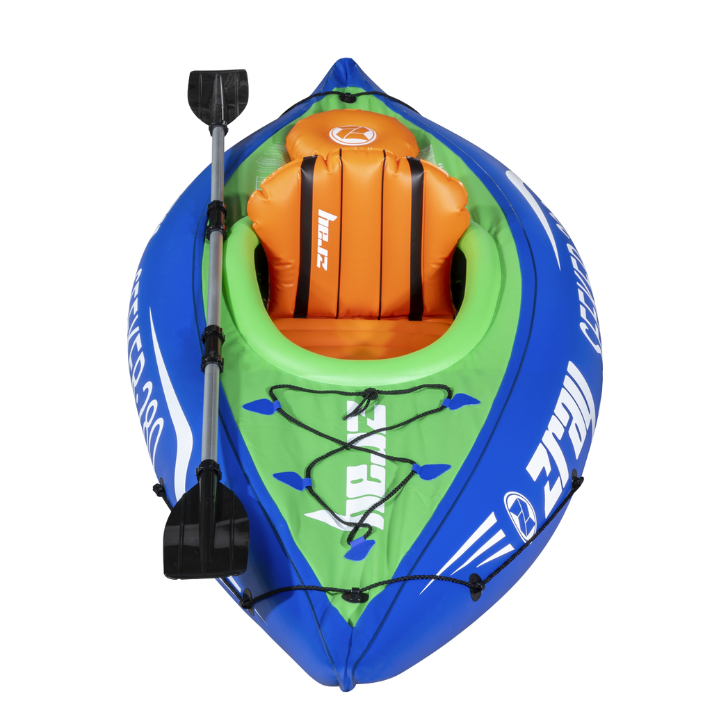 Dellonda Inflatable One-Person Kayak/Canoe Set, Blue/Green (DL154)