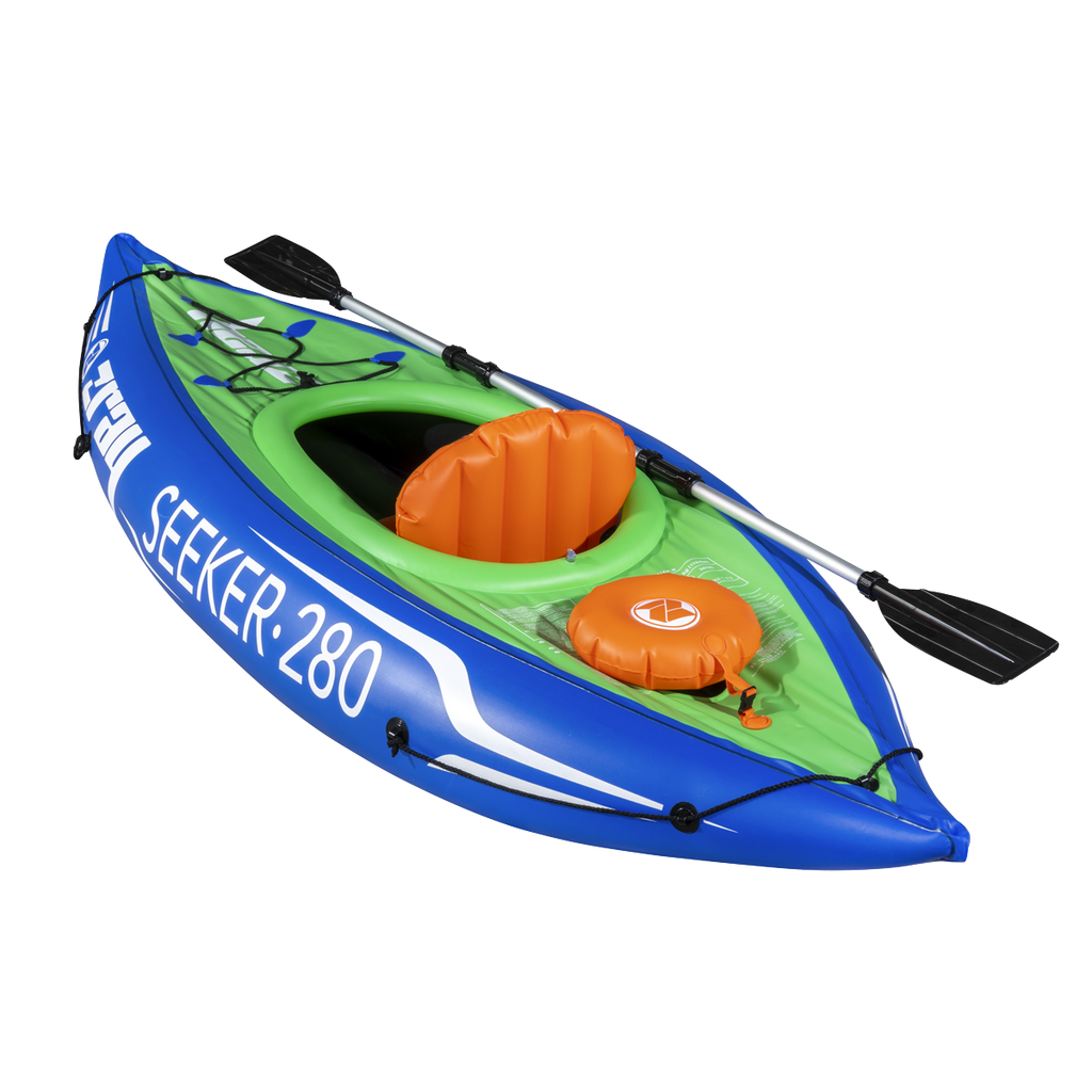 Dellonda Inflatable One-Person Kayak/Canoe Set, Blue/Green (DL154)