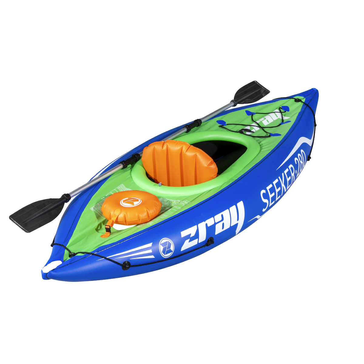Dellonda Inflatable One-Person Kayak/Canoe Set, Blue/Green (DL154)