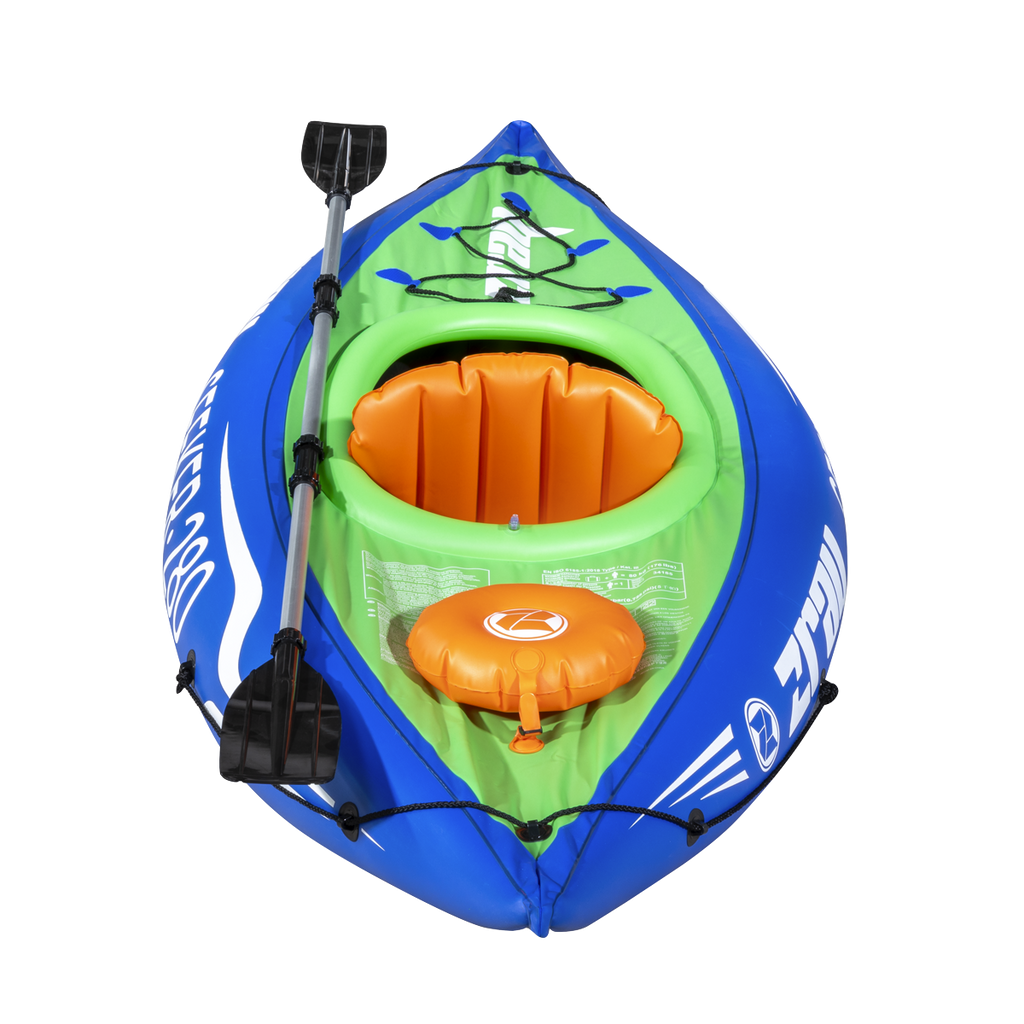 Dellonda Inflatable One-Person Kayak/Canoe Set, Blue/Green (DL154)