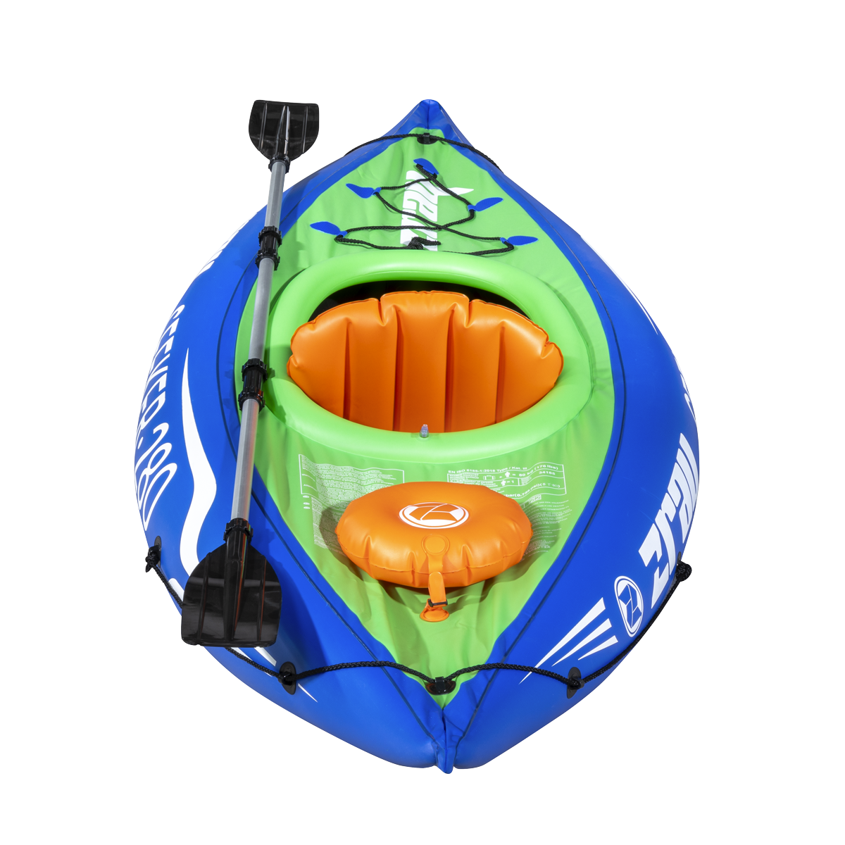 Dellonda Inflatable One-Person Kayak/Canoe Set, Blue/Green (DL154)