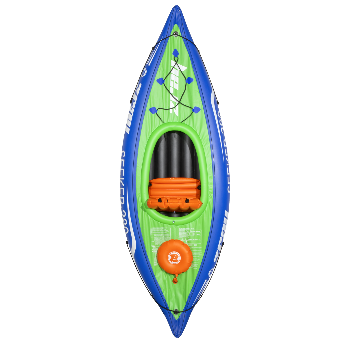 Dellonda Inflatable One-Person Kayak/Canoe Set, Blue/Green (DL154)