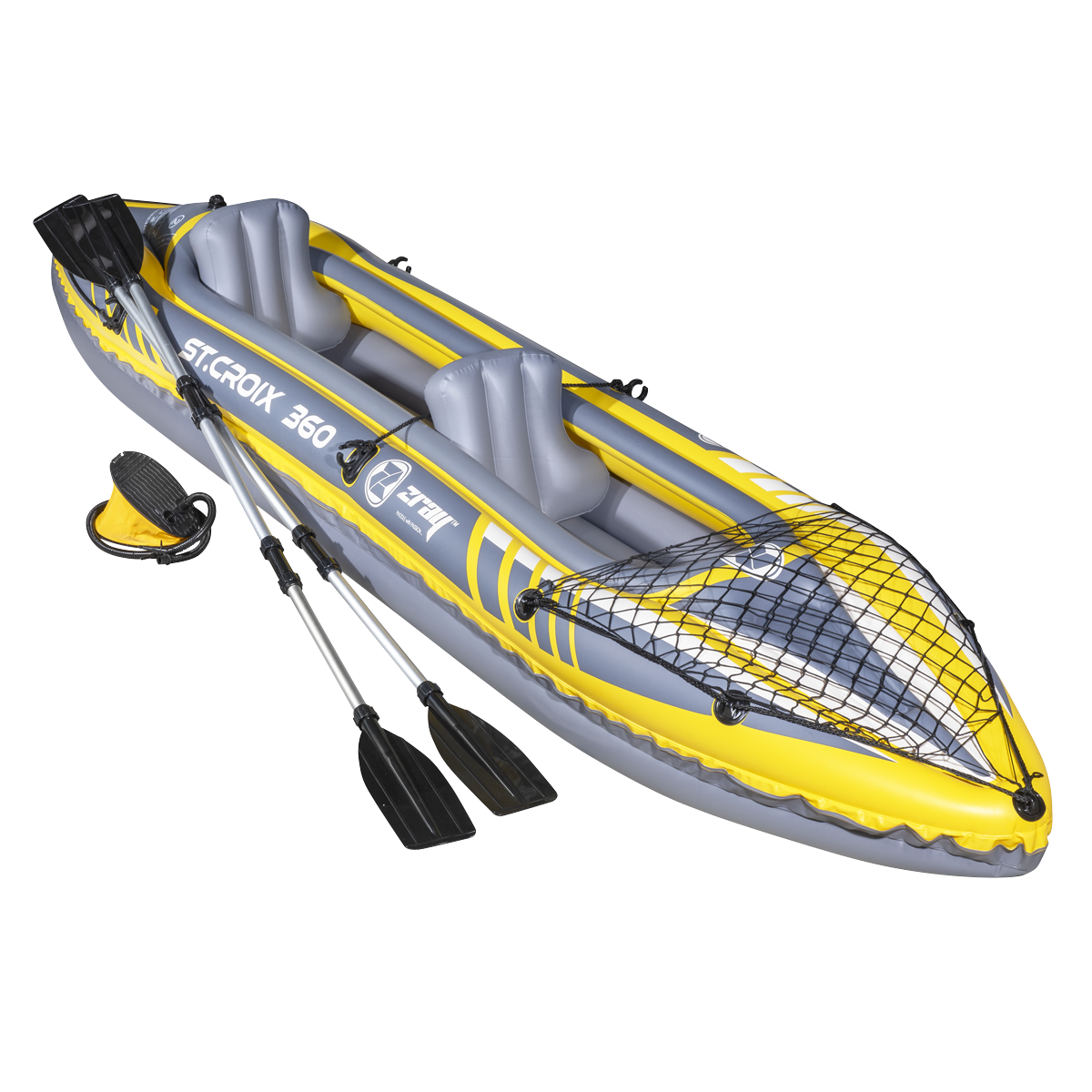 Dellonda Inflatable 2-Person Kayak/Canoe Set with Pump, Carry Bag & 2 Oars - Blue/Yellow/White