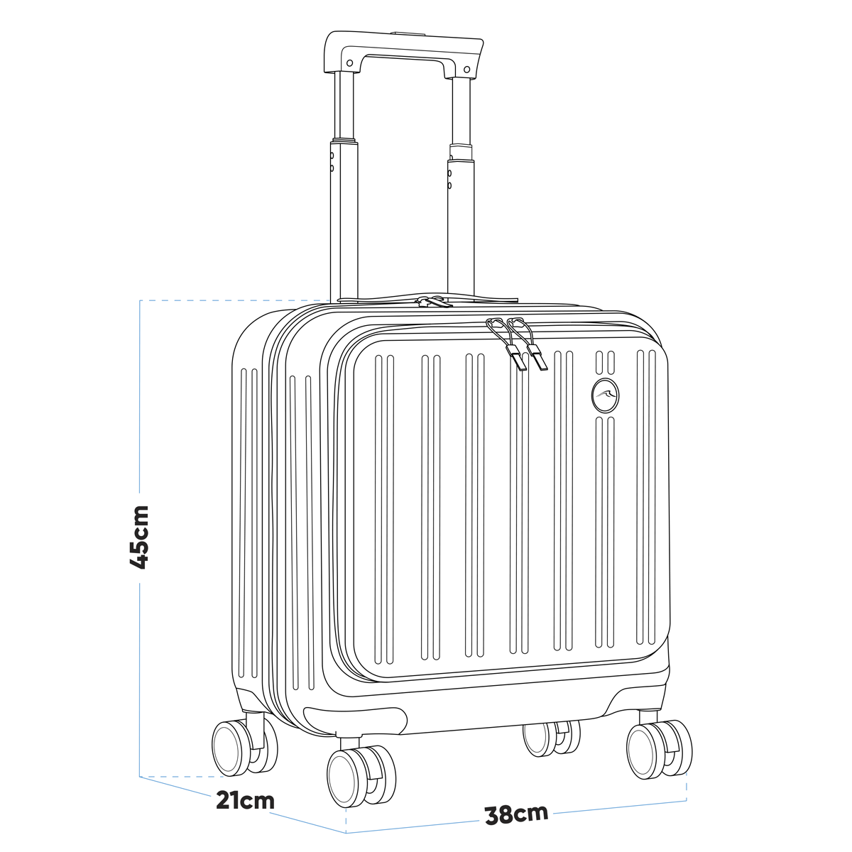 Dellonda Cabin Size Luggage with Dual TSA Lock 18", Black (DL156)