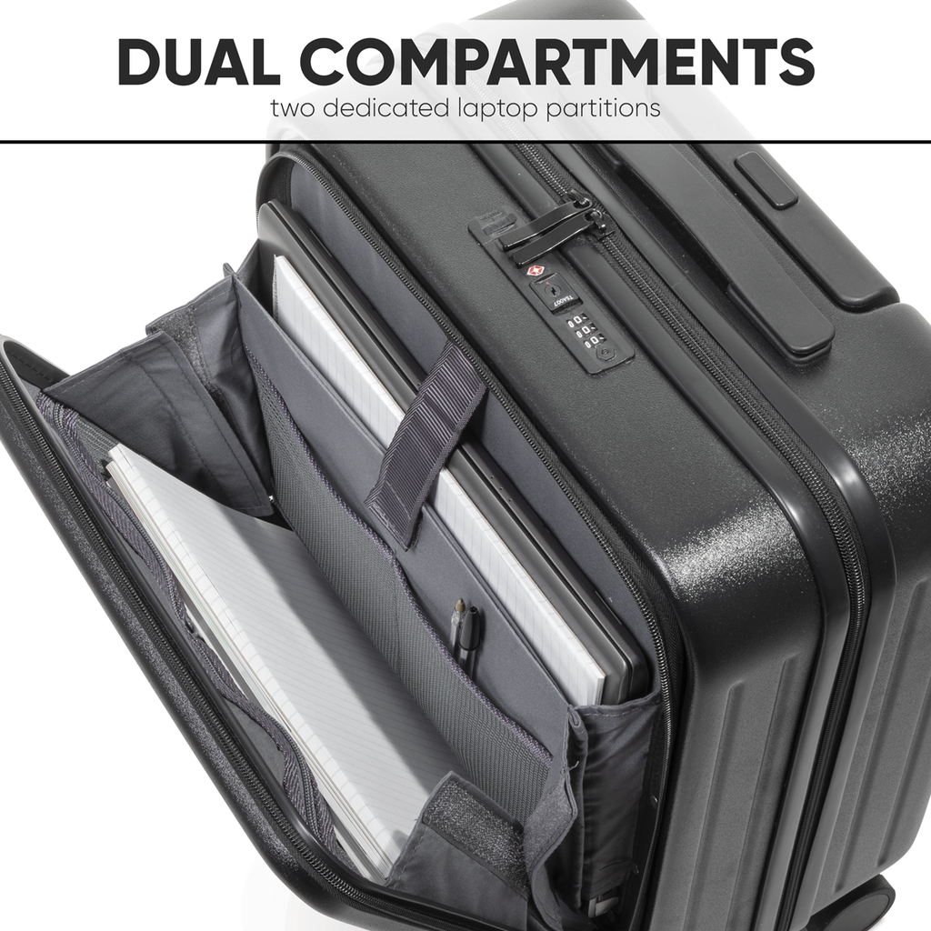 Dellonda Cabin Size Luggage with Dual TSA Lock 18", Black (DL156)