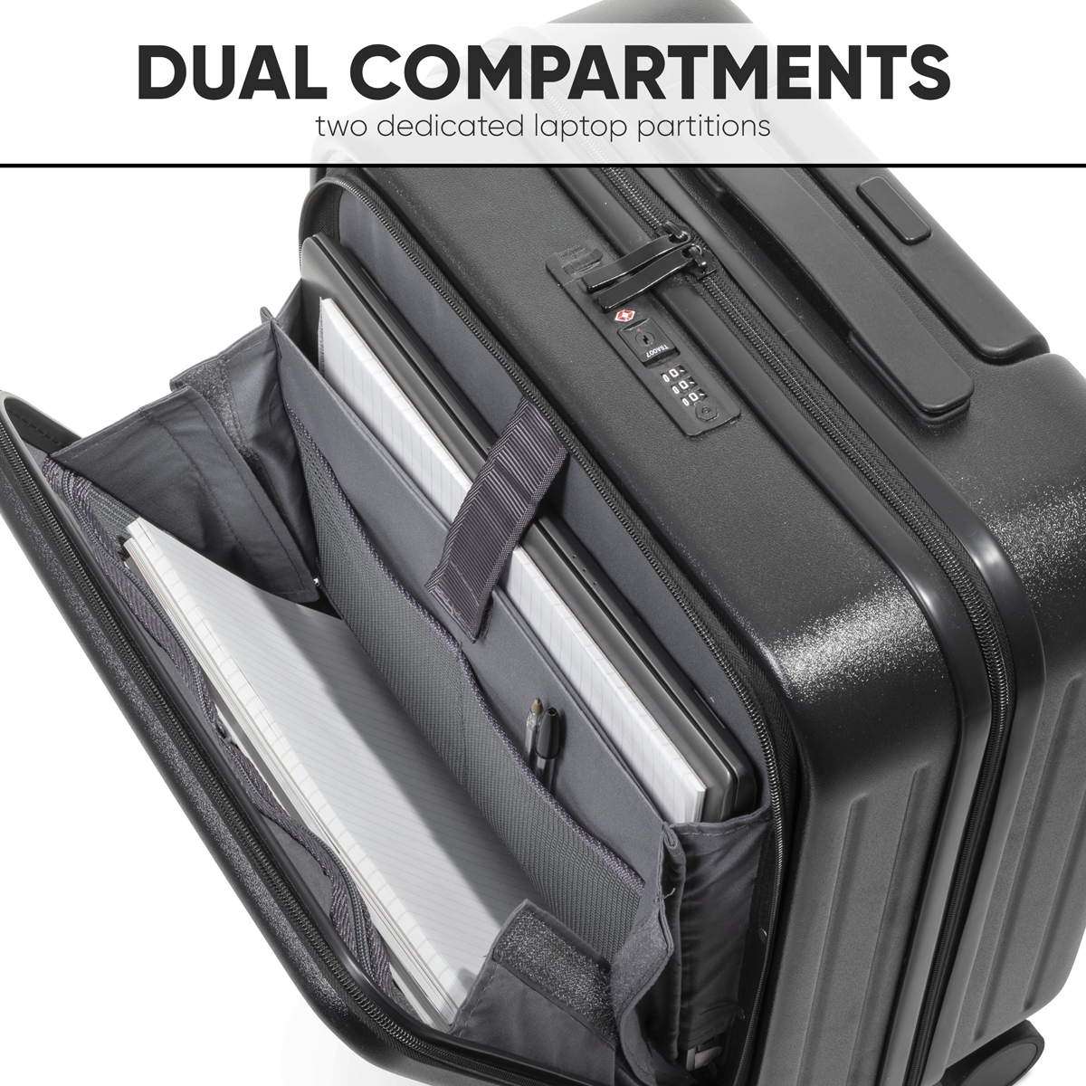 Dellonda Cabin Size Luggage with Dual TSA Lock 18", Black (DL156)