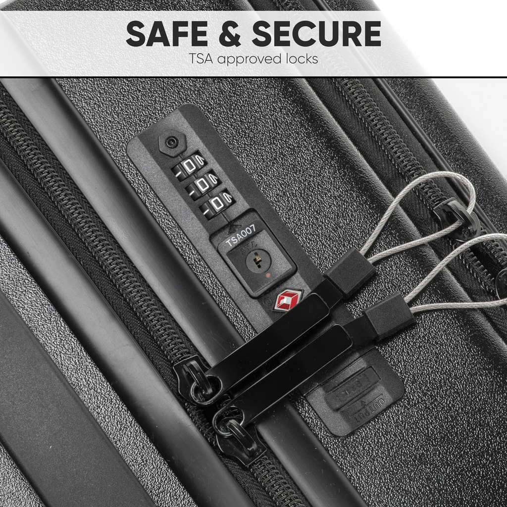 Dellonda Cabin Size Luggage with Dual TSA Lock 18", Black (DL156)