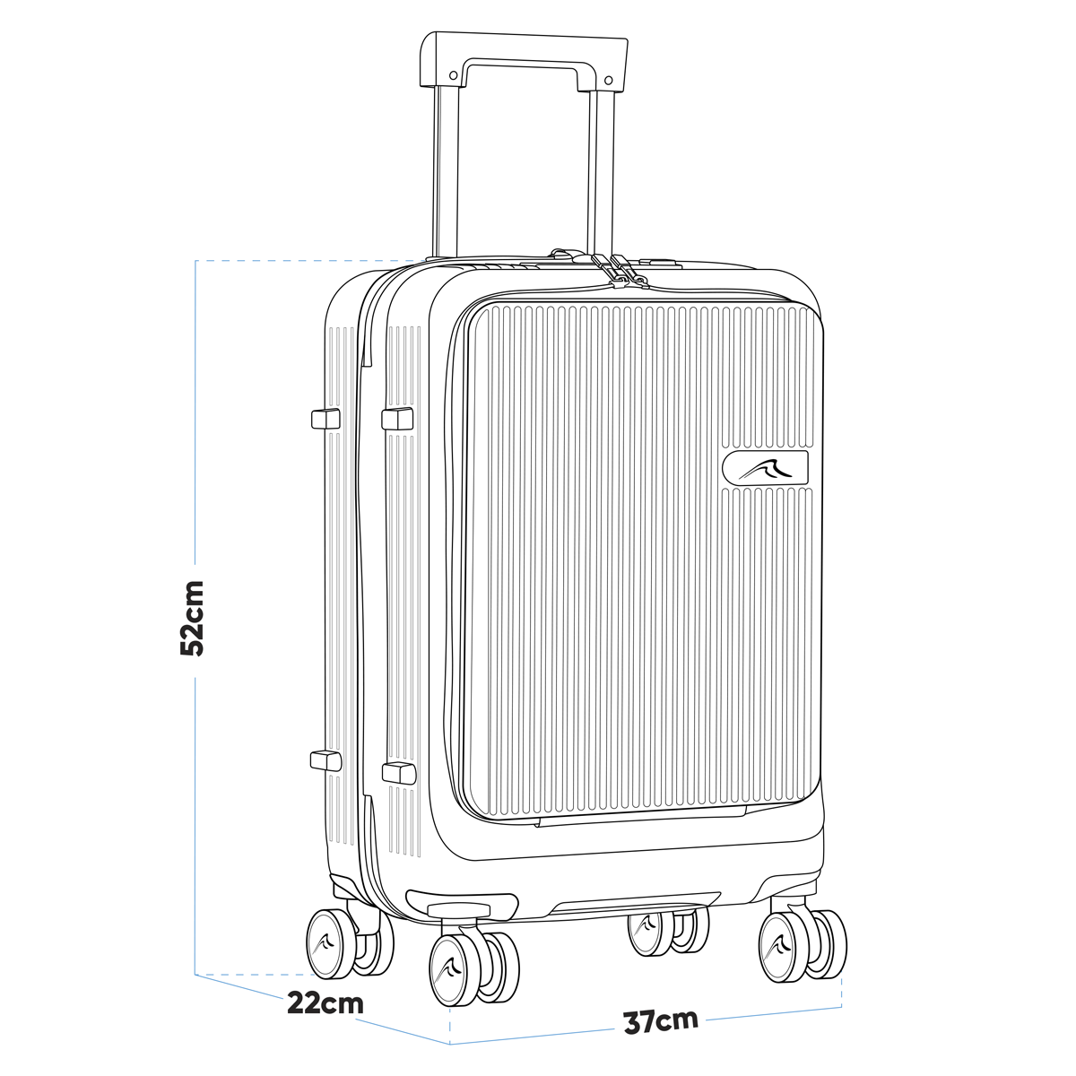 Dellonda Cabin Size Luggage with Dual TSA Lock 20", Black (DL157) (Factory Refurbished A)