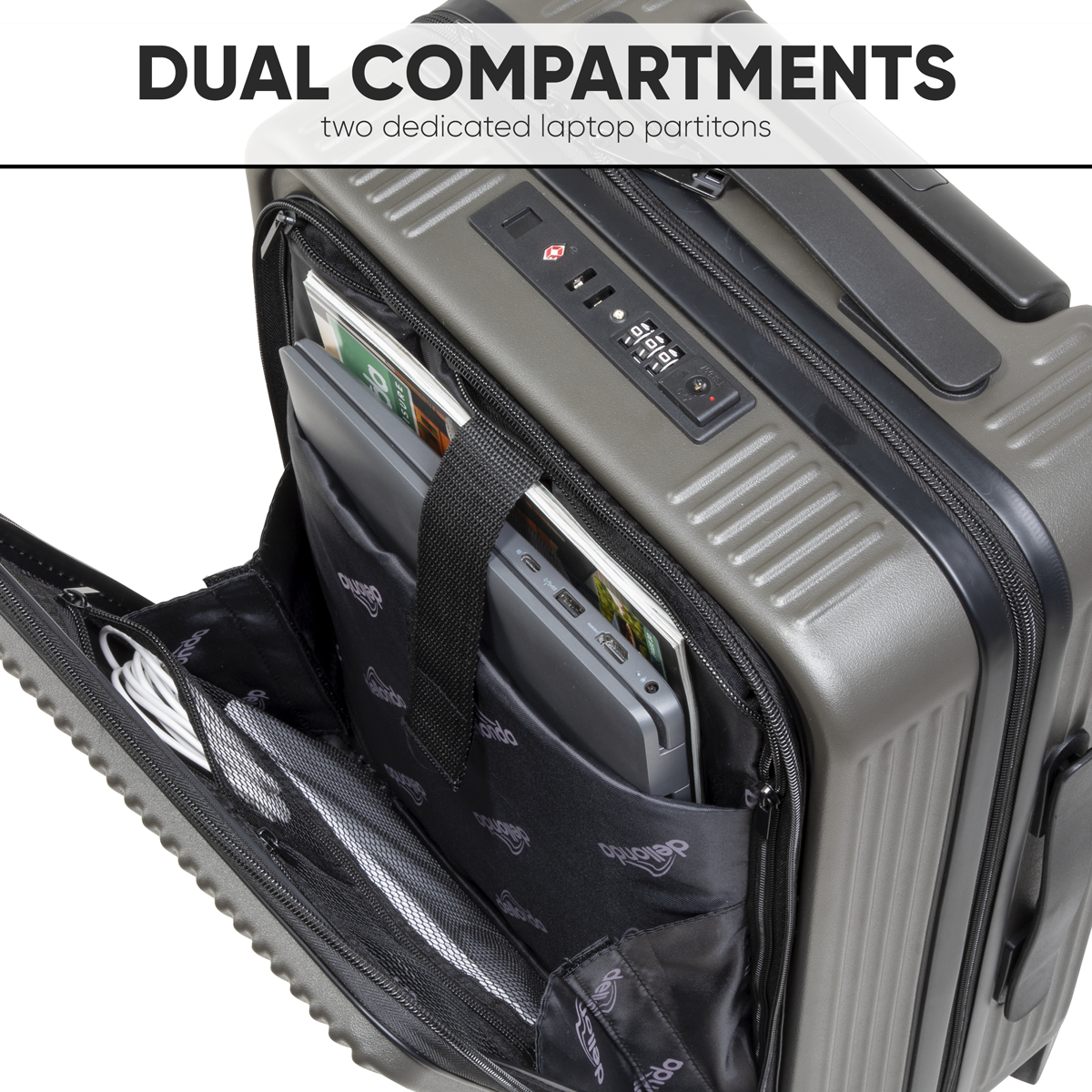 Dellonda Cabin Size Luggage with Dual TSA Lock 20", Black (DL157) (Factory Refurbished A)