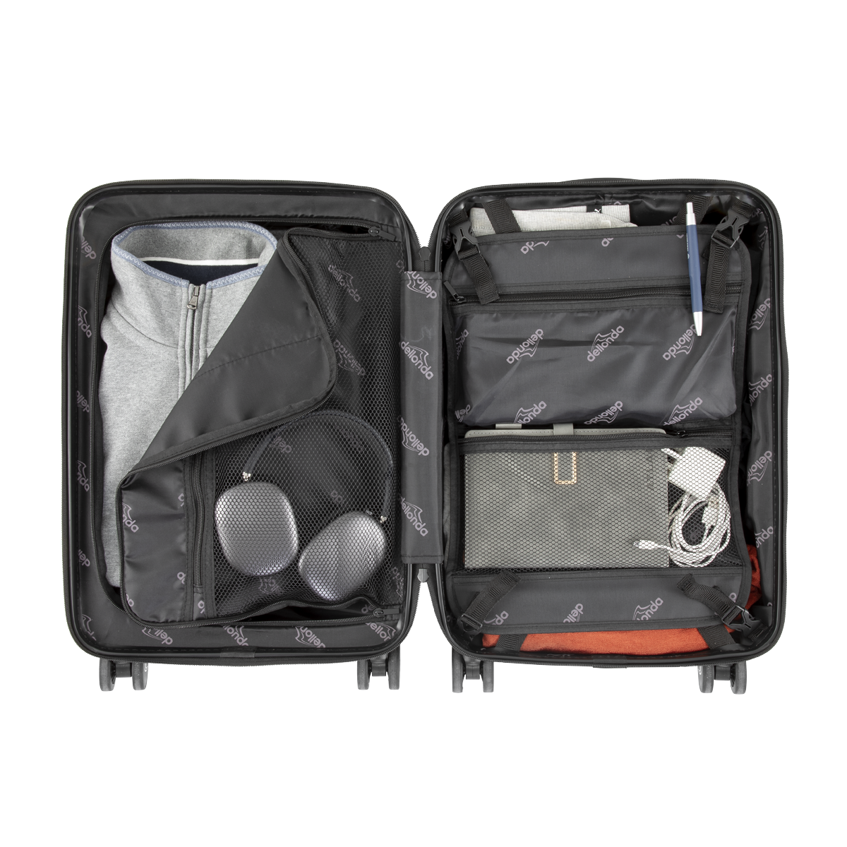 Dellonda Cabin Size Luggage with Dual TSA Lock 20", Black (DL157) (Factory Refurbished A)