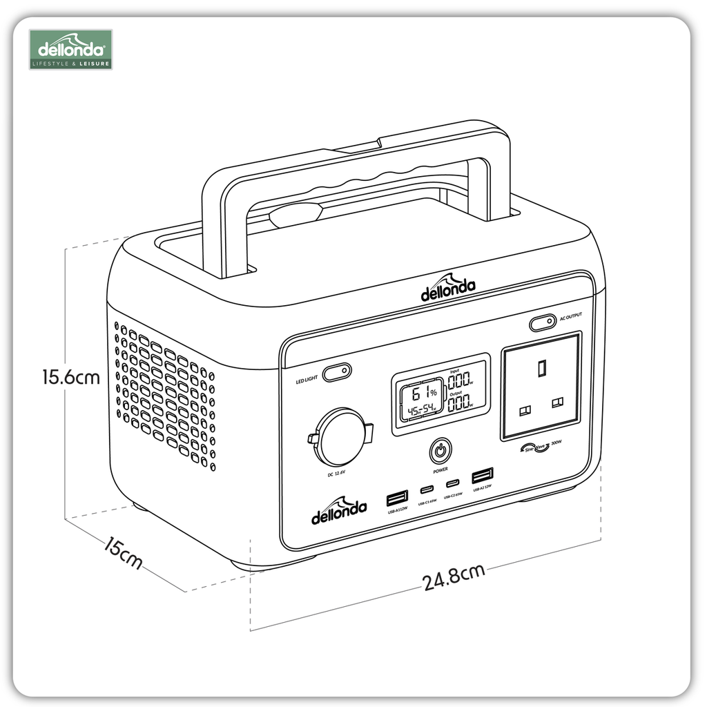 Dellonda Portable Power Station with Foldable Solar Panel, 300W (DL178)